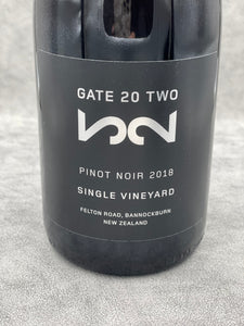 Gate 20 TWO Pinot Noir 2018　セントラルオタゴの単一畑から素晴らしいピノノワール　よりどり12本で15％off対象